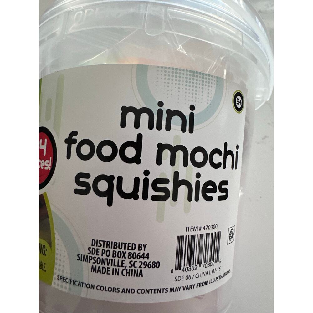 Mini Food Mochi Squishies 24 Pcs w/Bucket Age 3+  Squishy Fidget Toy Party Favor